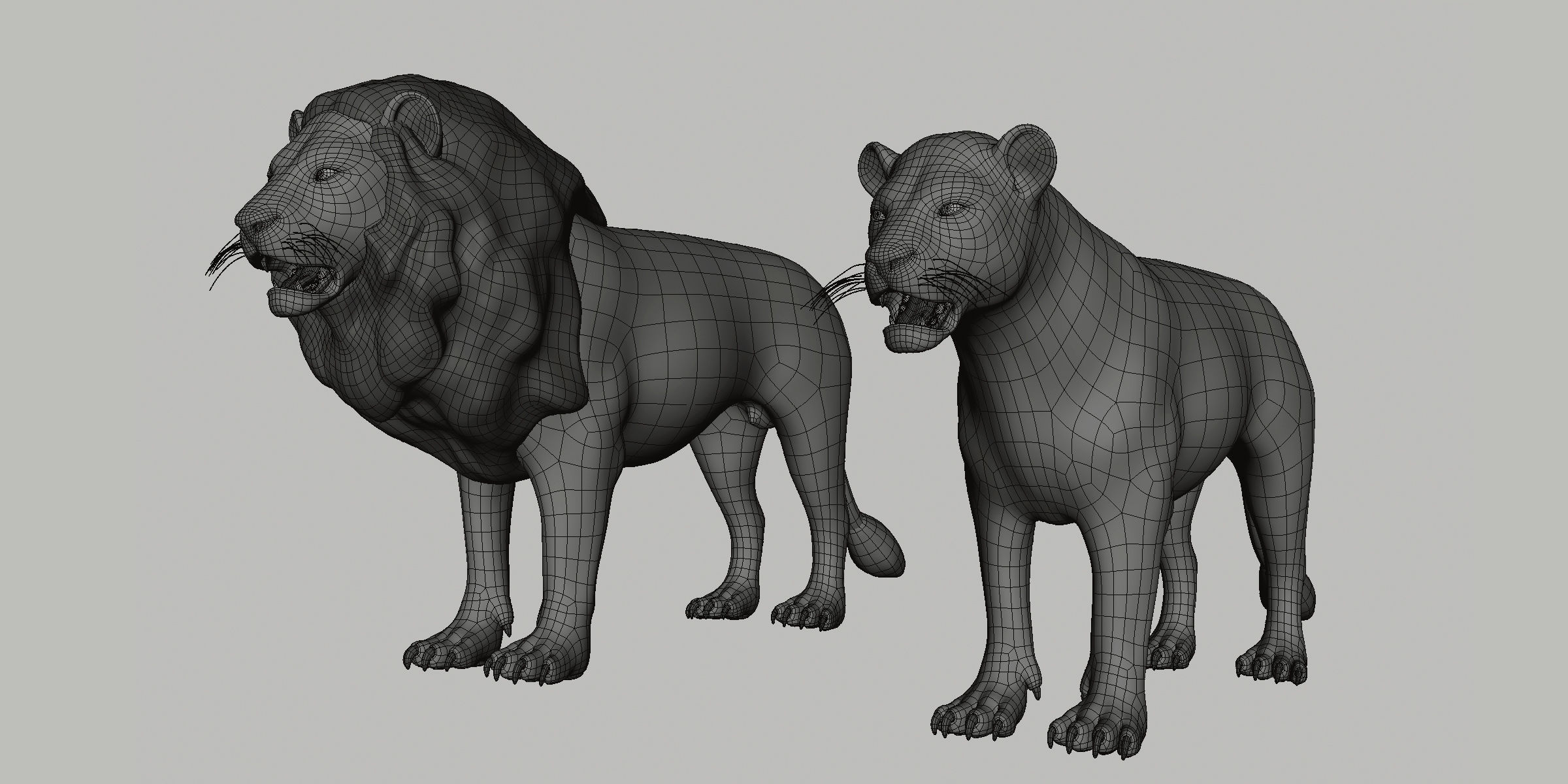 Lion Couple Low-poly 3D model_1