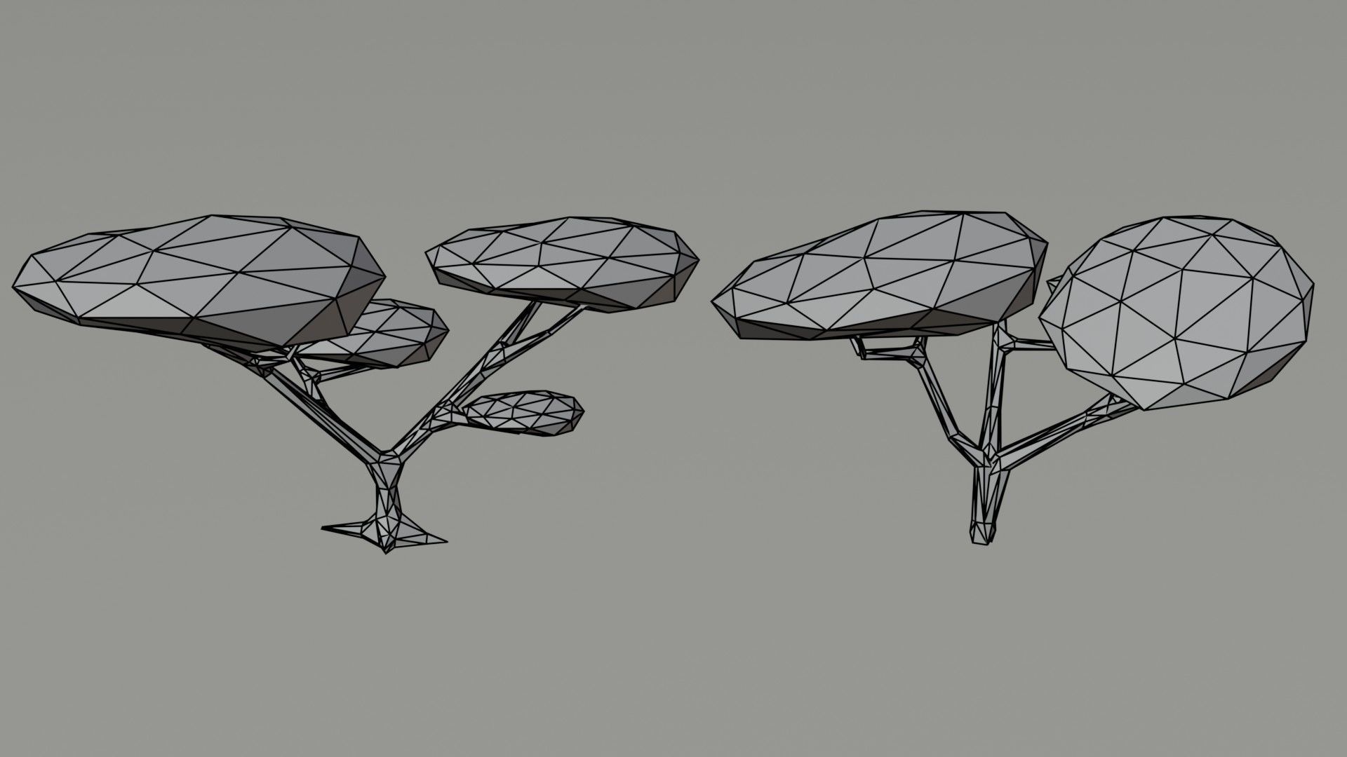 Cartoon savanna trees Polygonal Style Low-poly 3D model_6