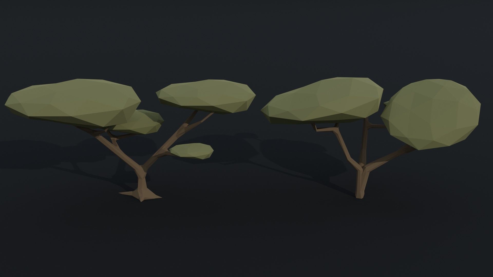 Cartoon savanna trees Polygonal Style Low-poly 3D model_3