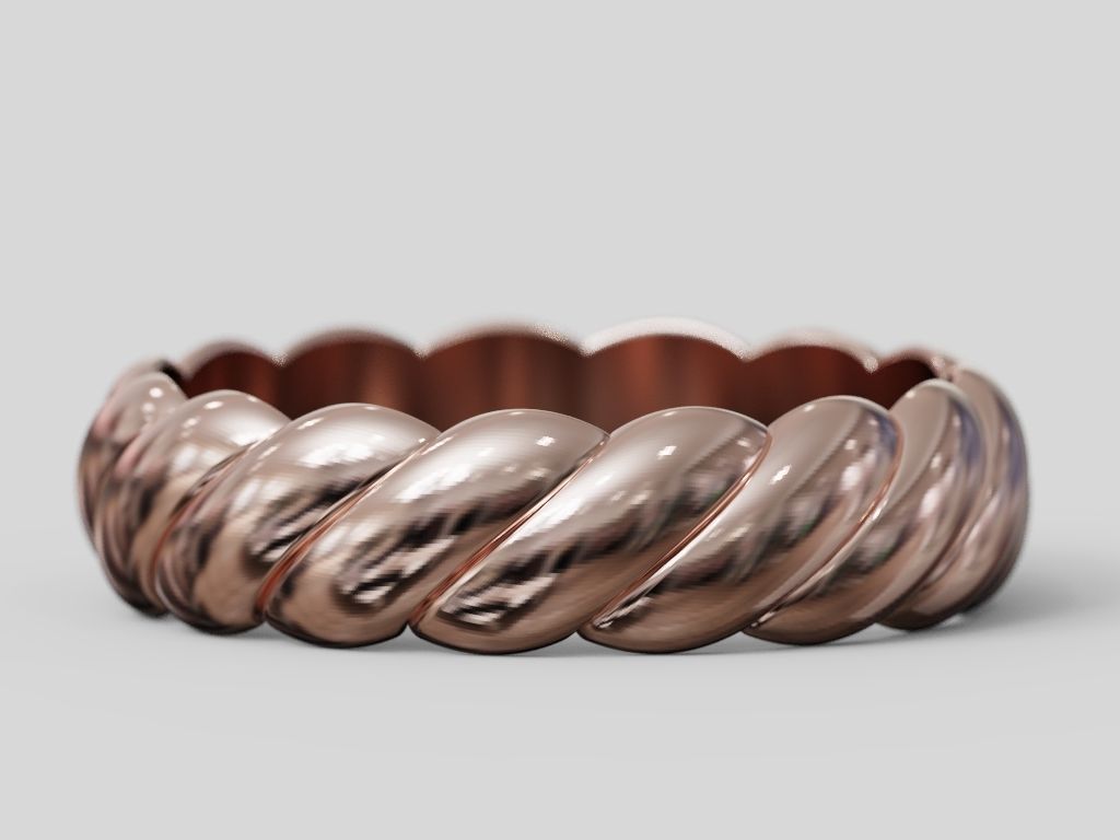 Rope band wedding pair promise rings collection 3D print model_7