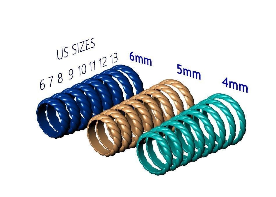 Rope band wedding pair promise rings collection 3D print model_11