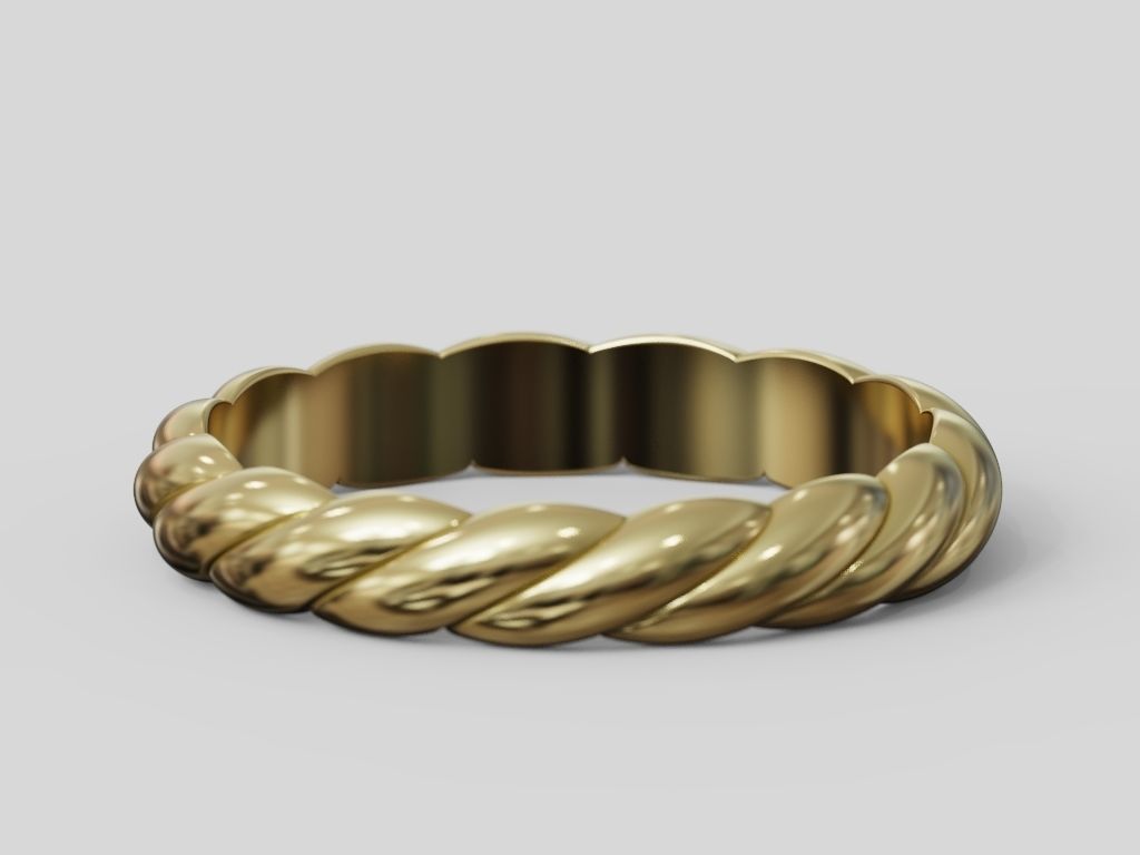 Rope band wedding pair promise rings collection 3D print model_3