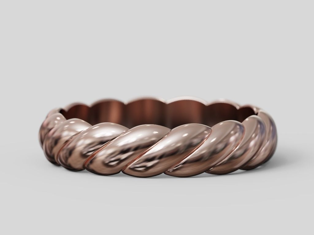 Rope band wedding pair promise rings collection 3D print model_4