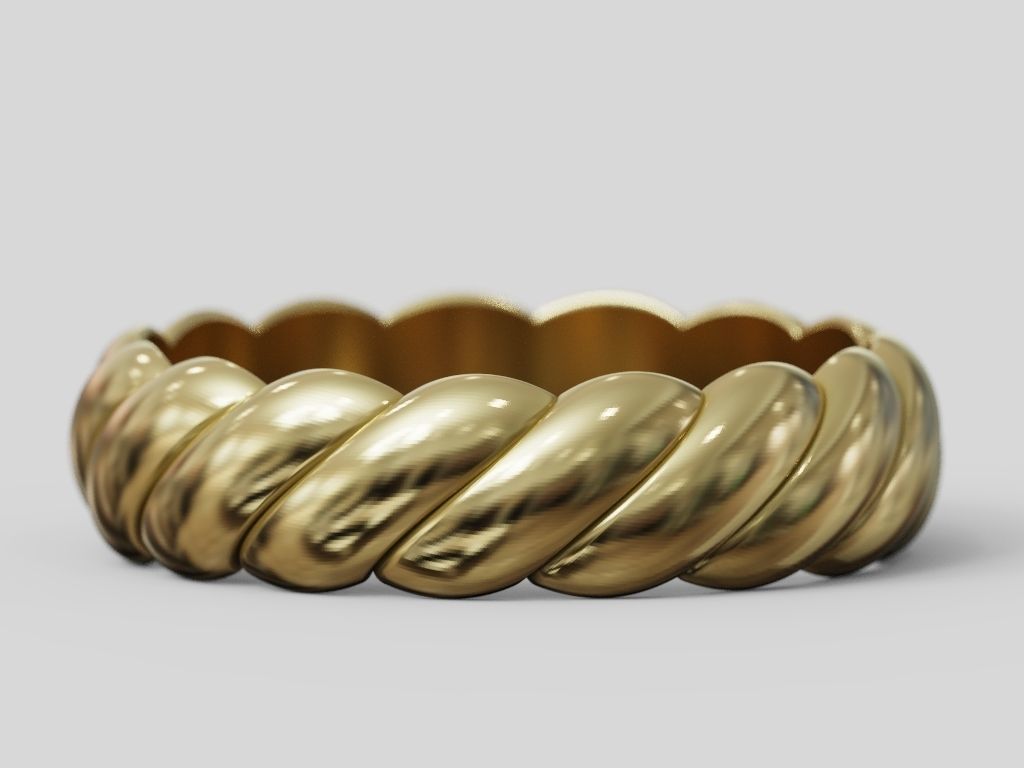 Rope band wedding pair promise rings collection 3D print model_9