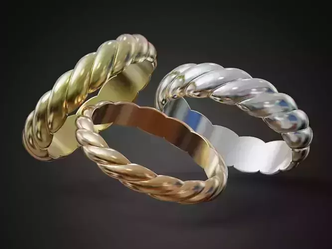 Rope band wedding pair promise rings collection 3D print model