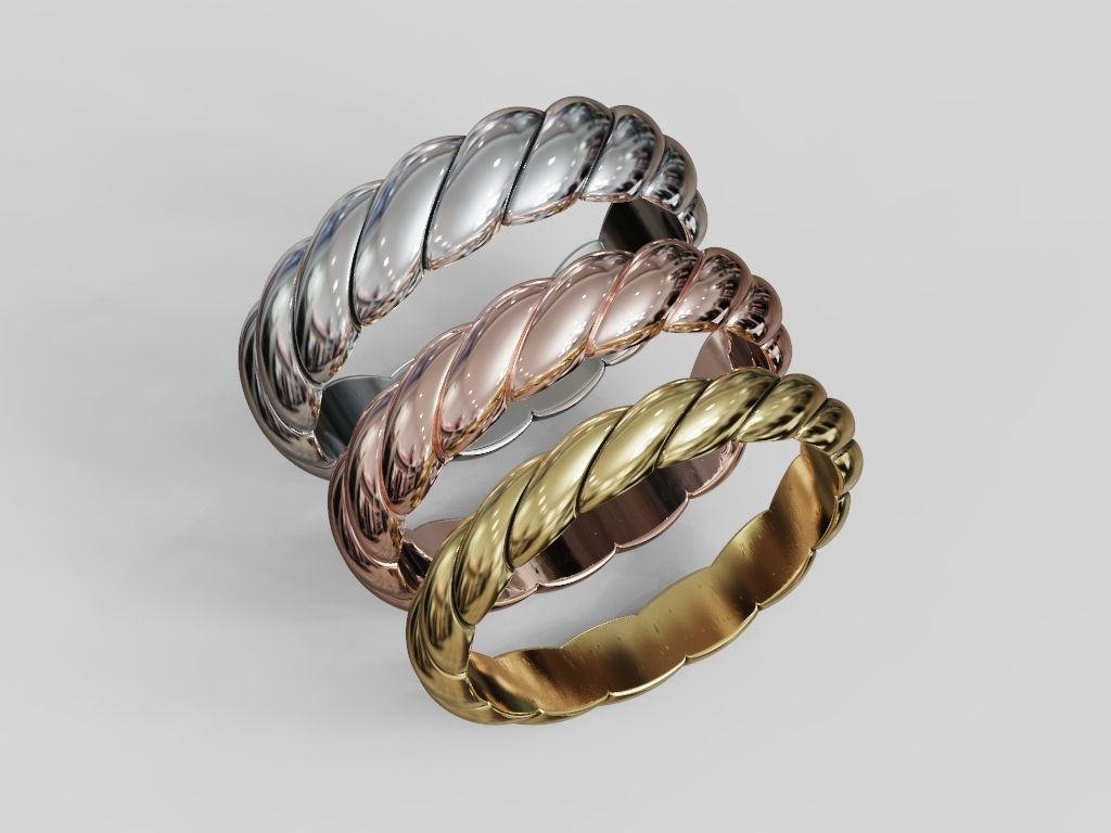 Rope band wedding pair promise rings collection 3D print model_10