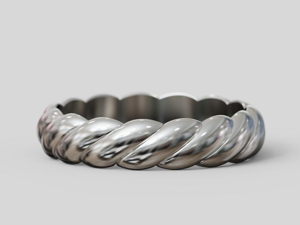 Rope band wedding pair promise rings collection 3D print model_5