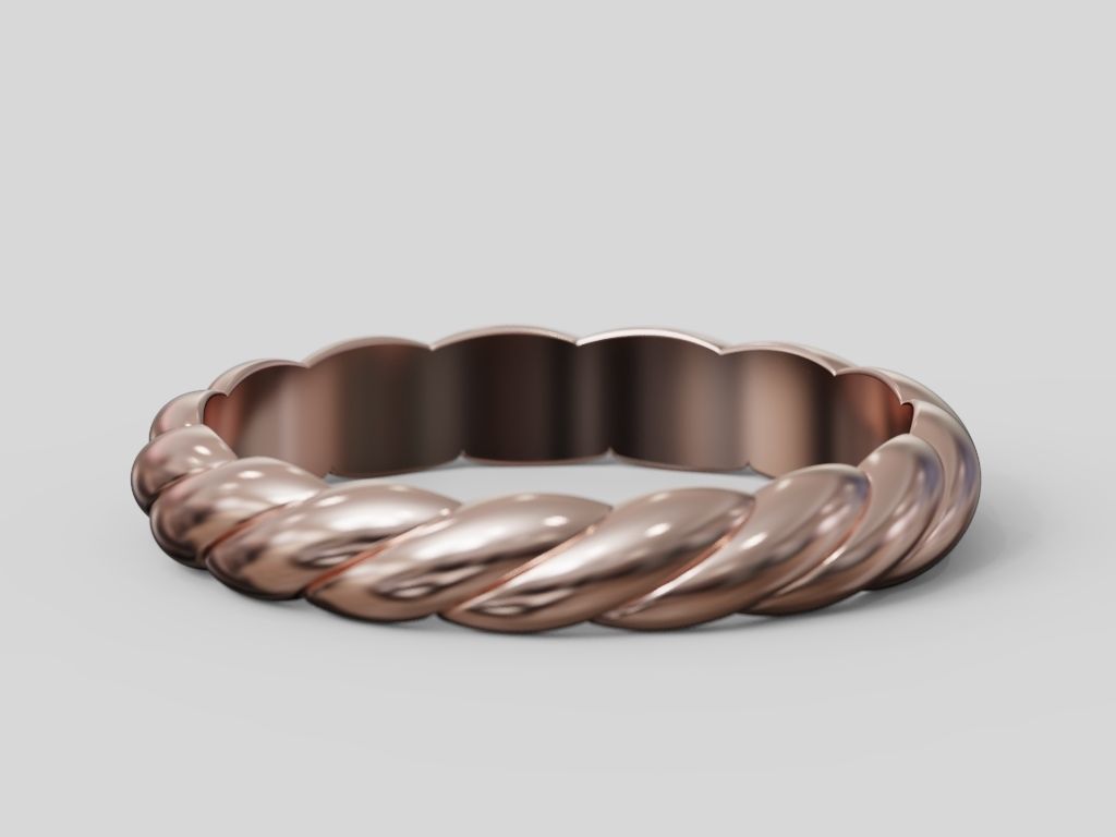 Rope band wedding pair promise rings collection 3D print model_1