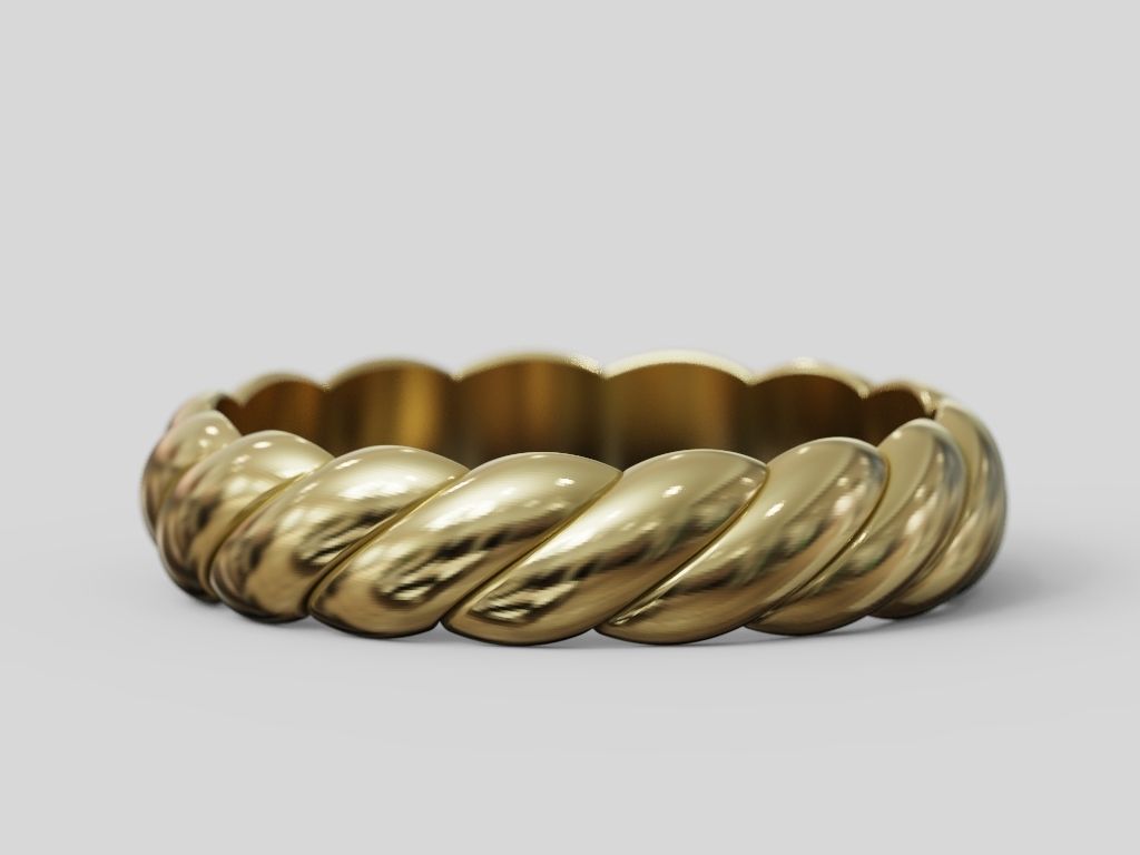 Rope band wedding pair promise rings collection 3D print model_6