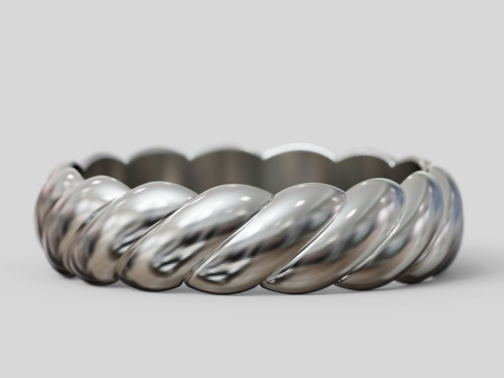 Rope band wedding pair promise rings collection 3D print model_8