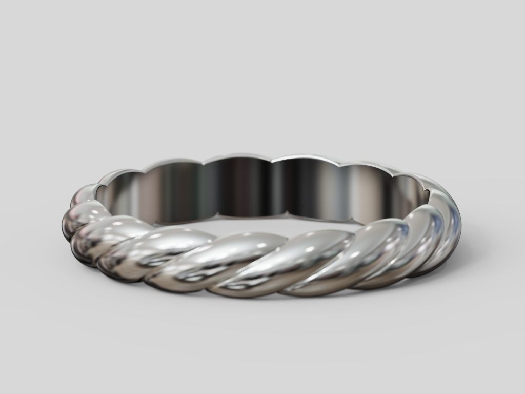 Rope band wedding pair promise rings collection 3D print model_2