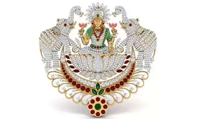 gajalaxmi diamond pendant 3dm print