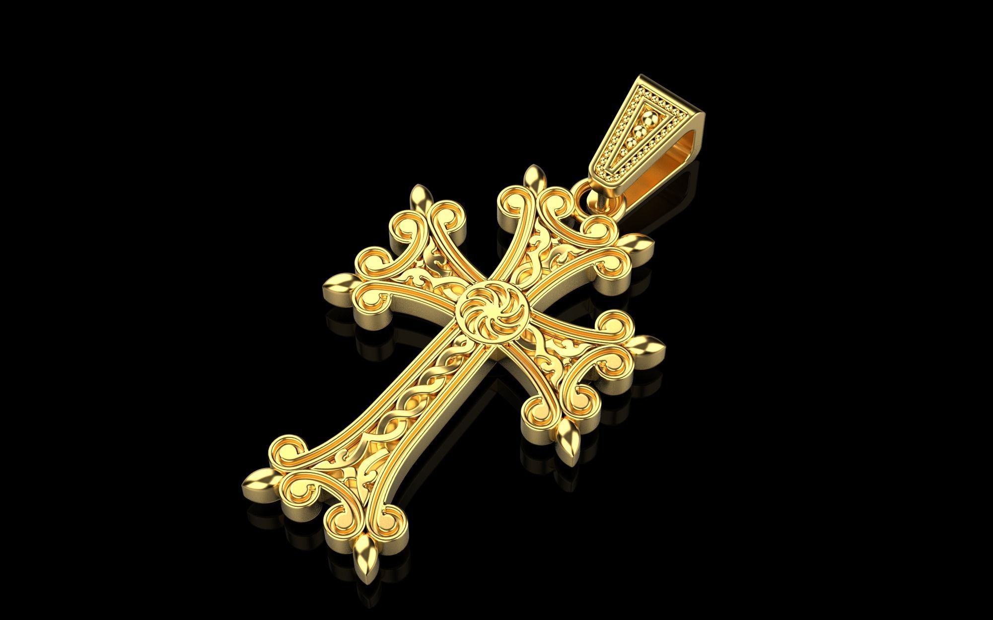 Armenian cross pendant 3D print model_1