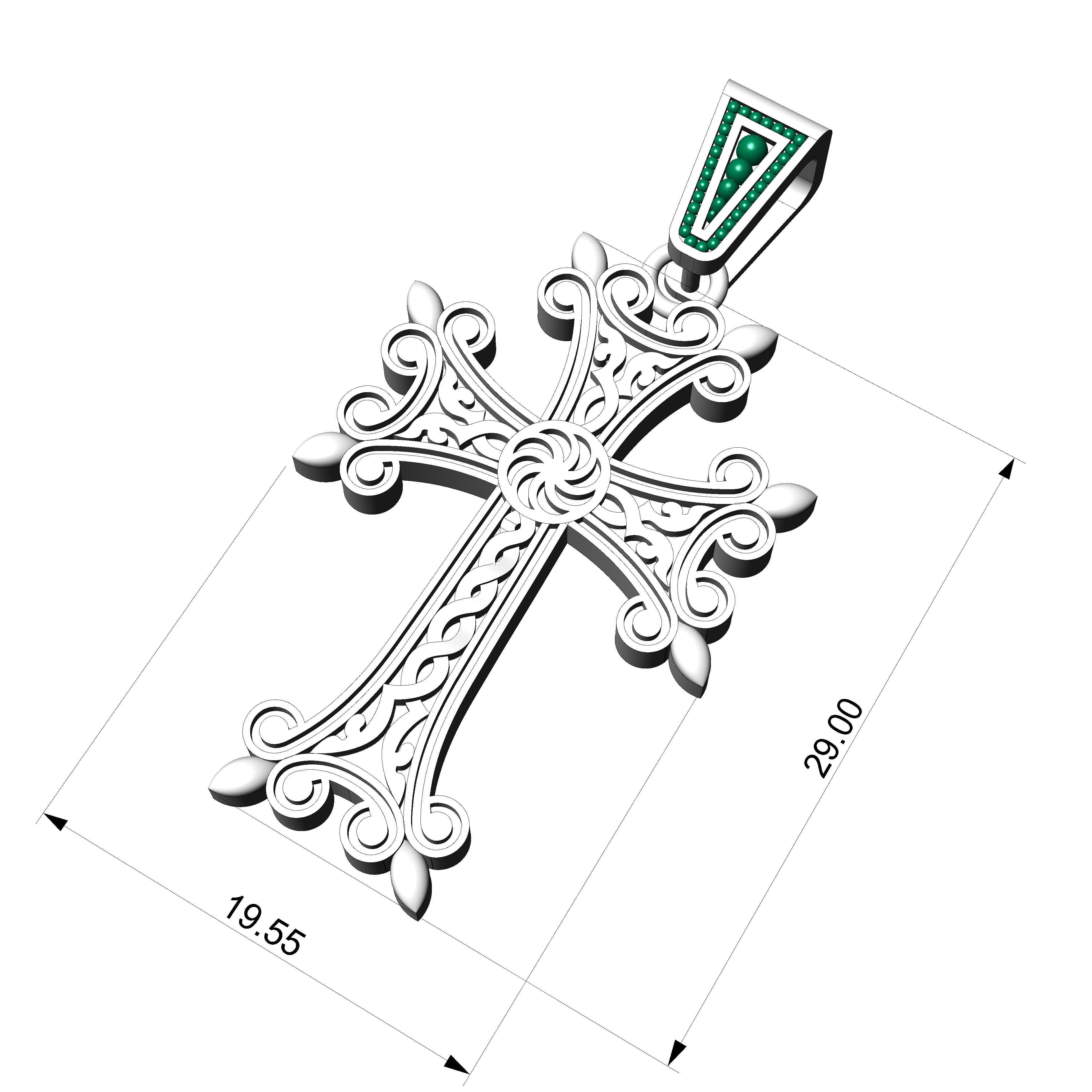 Armenian cross pendant 3D print model_6