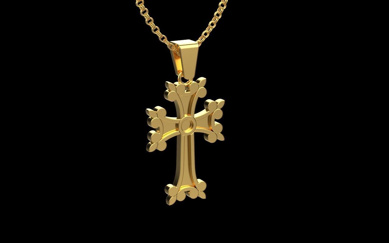 Armenian cross pendant 3D print model_4