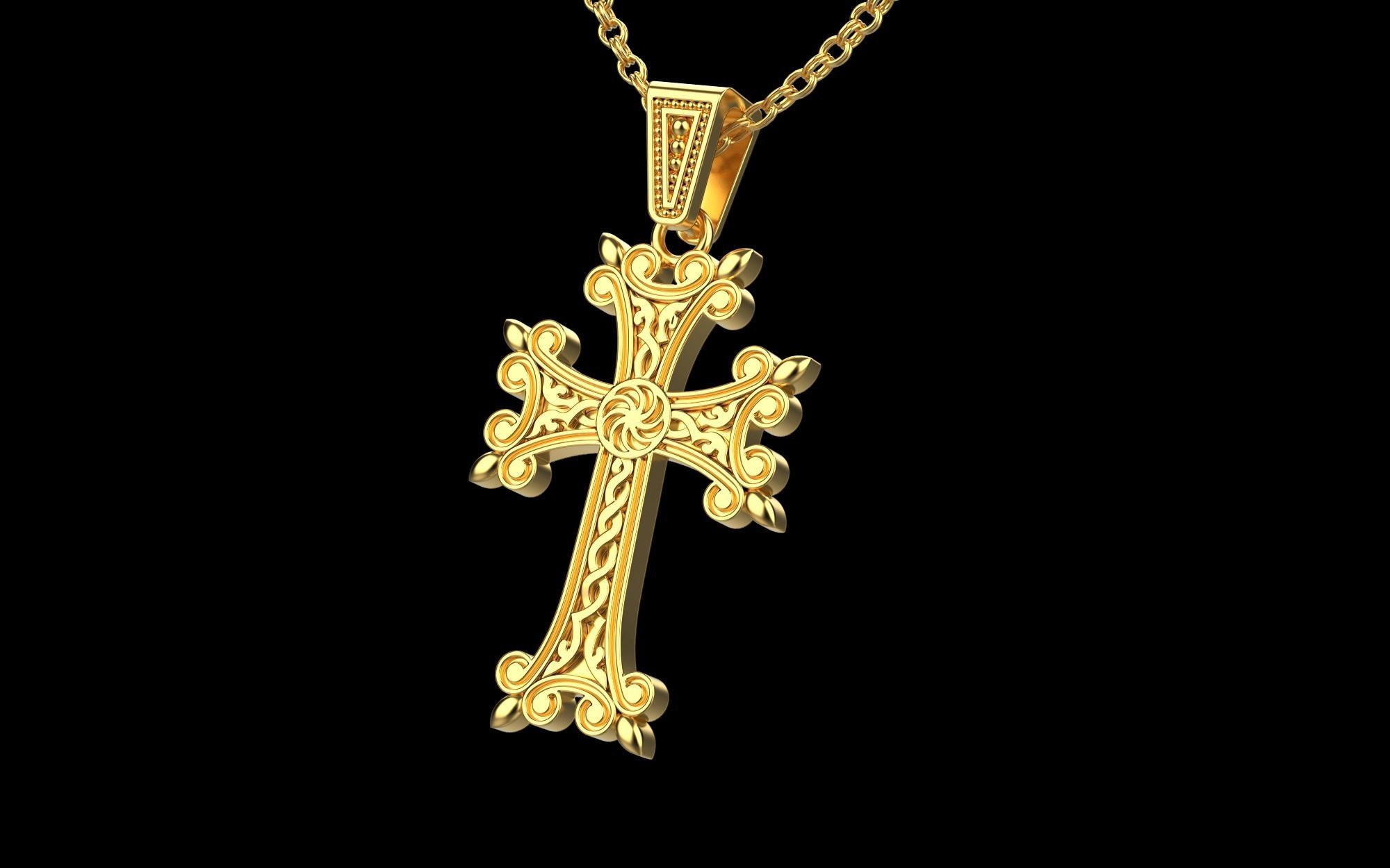 Armenian cross pendant 3D print model_3