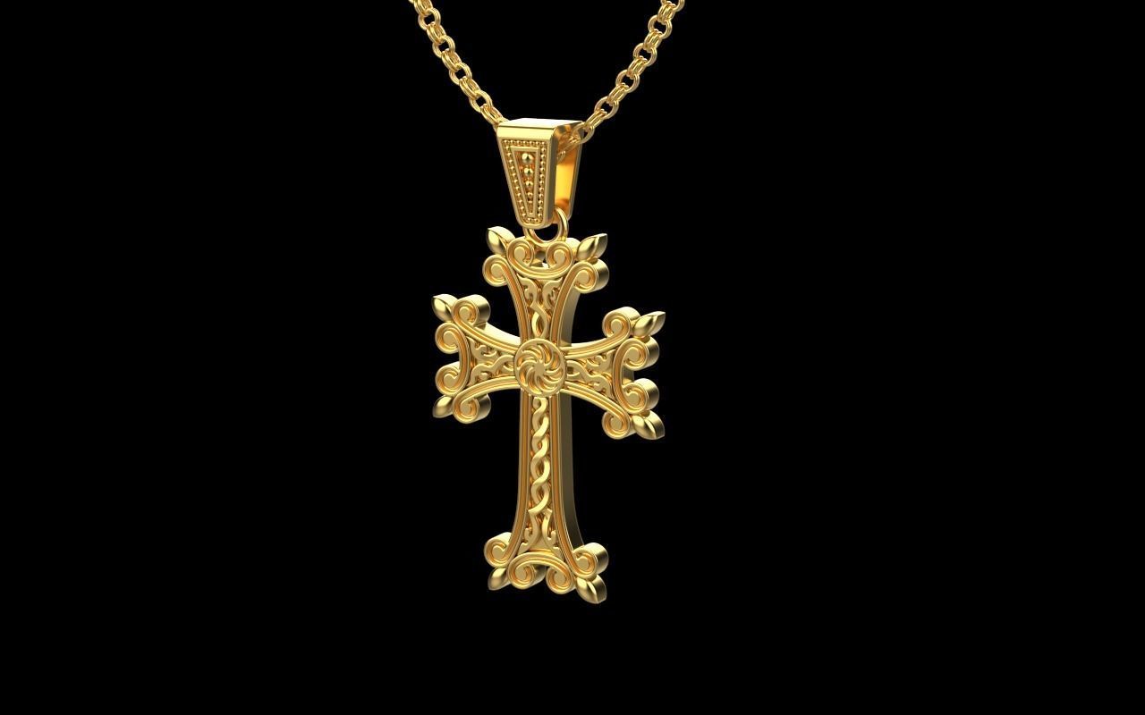 Armenian cross pendant 3D print model_5