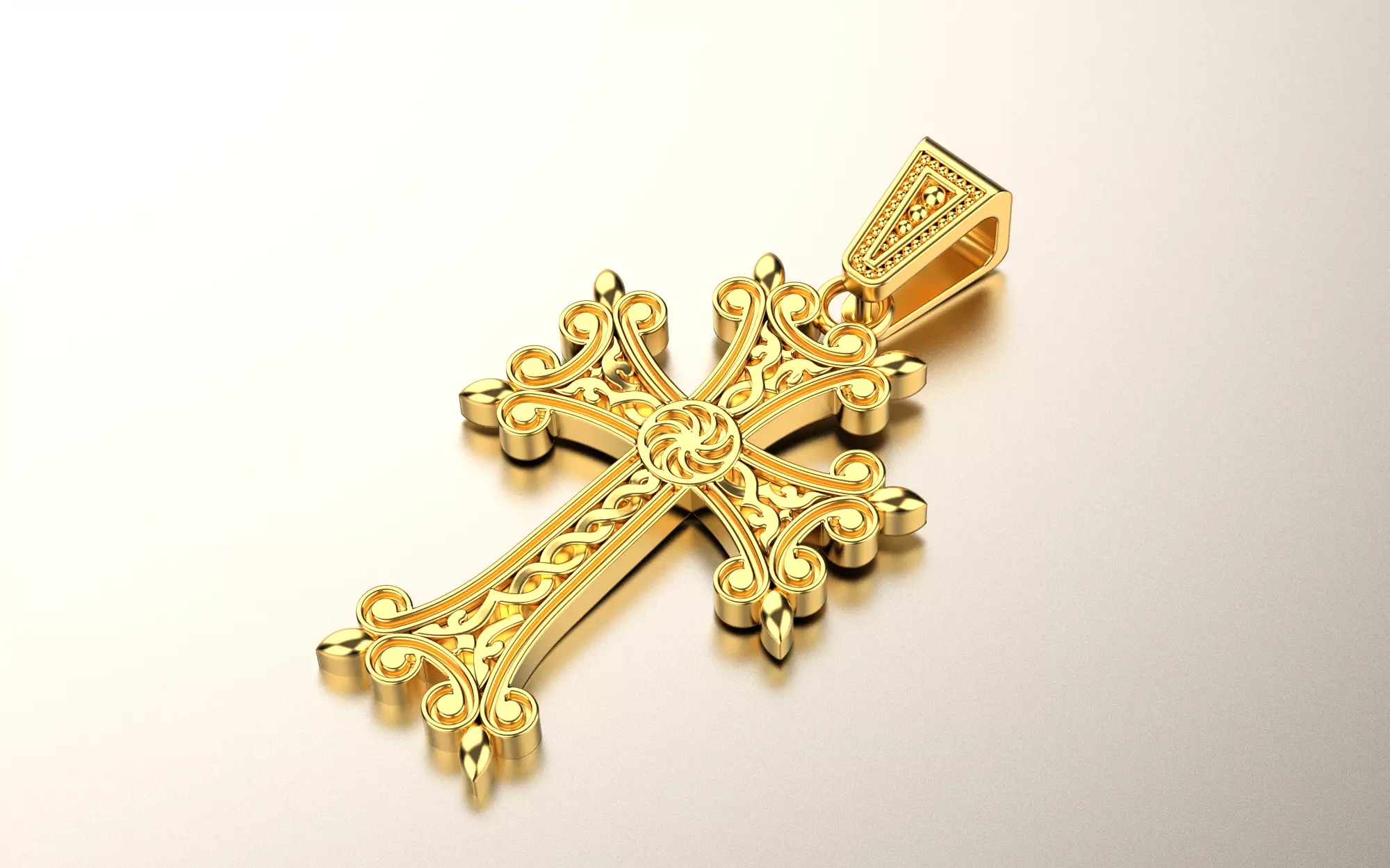 Armenian cross pendant 3D print model_0