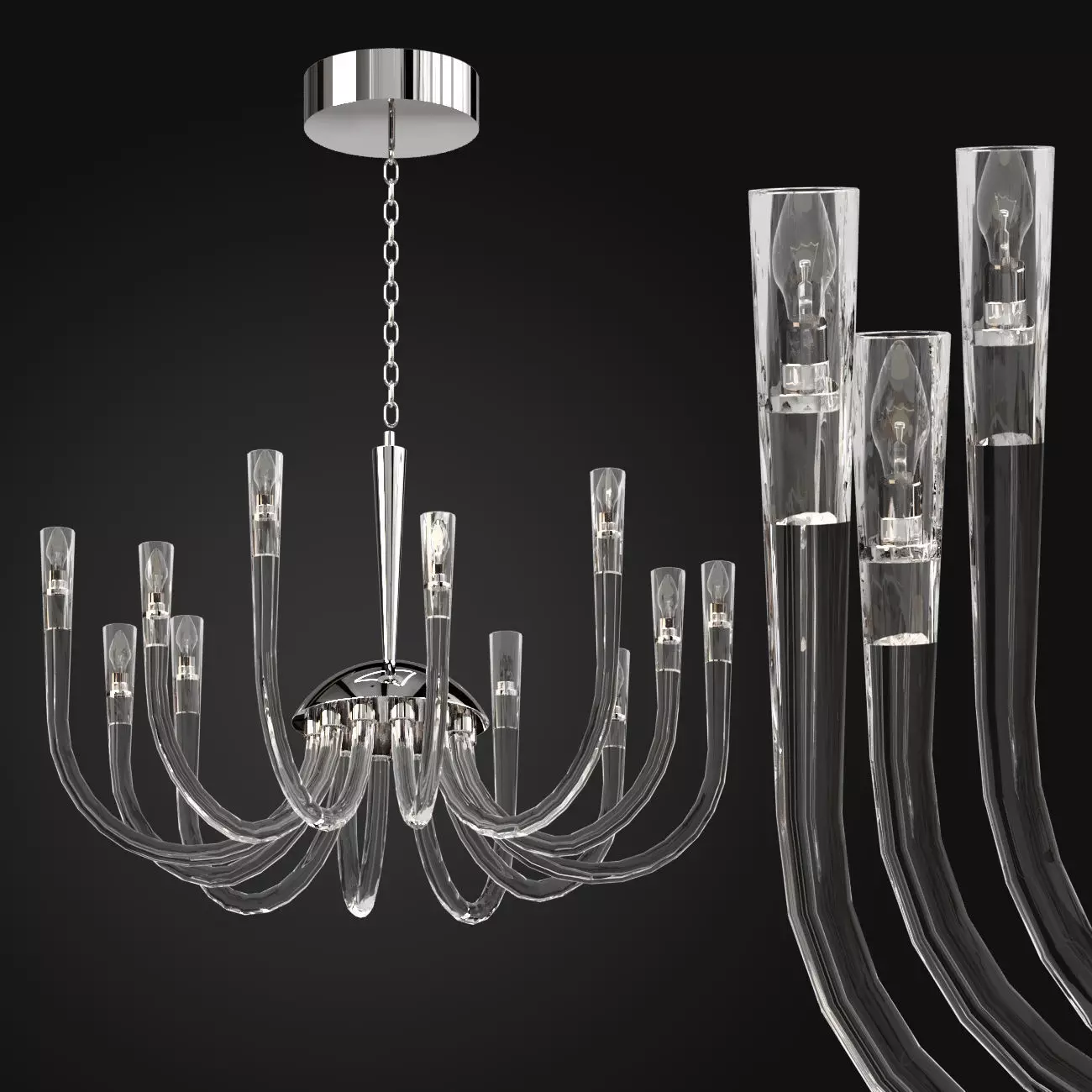 LED glass chandelier G4 8109 3D model