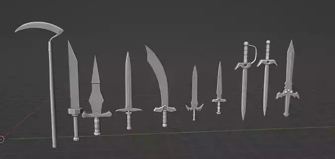 Low poly 10 sword asset pack