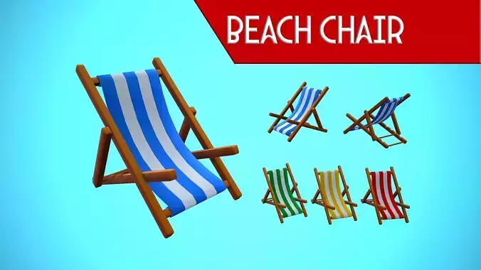 BEACH CHAIR CARTOON STYLIZED  Low-poly 3D model