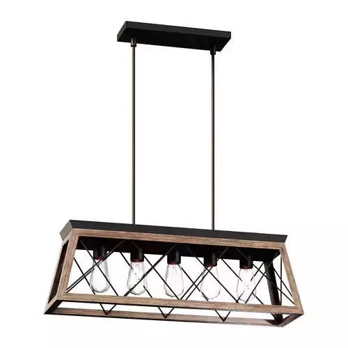 retro chandelier with 5 light bulbs JF2068-P5 3D model