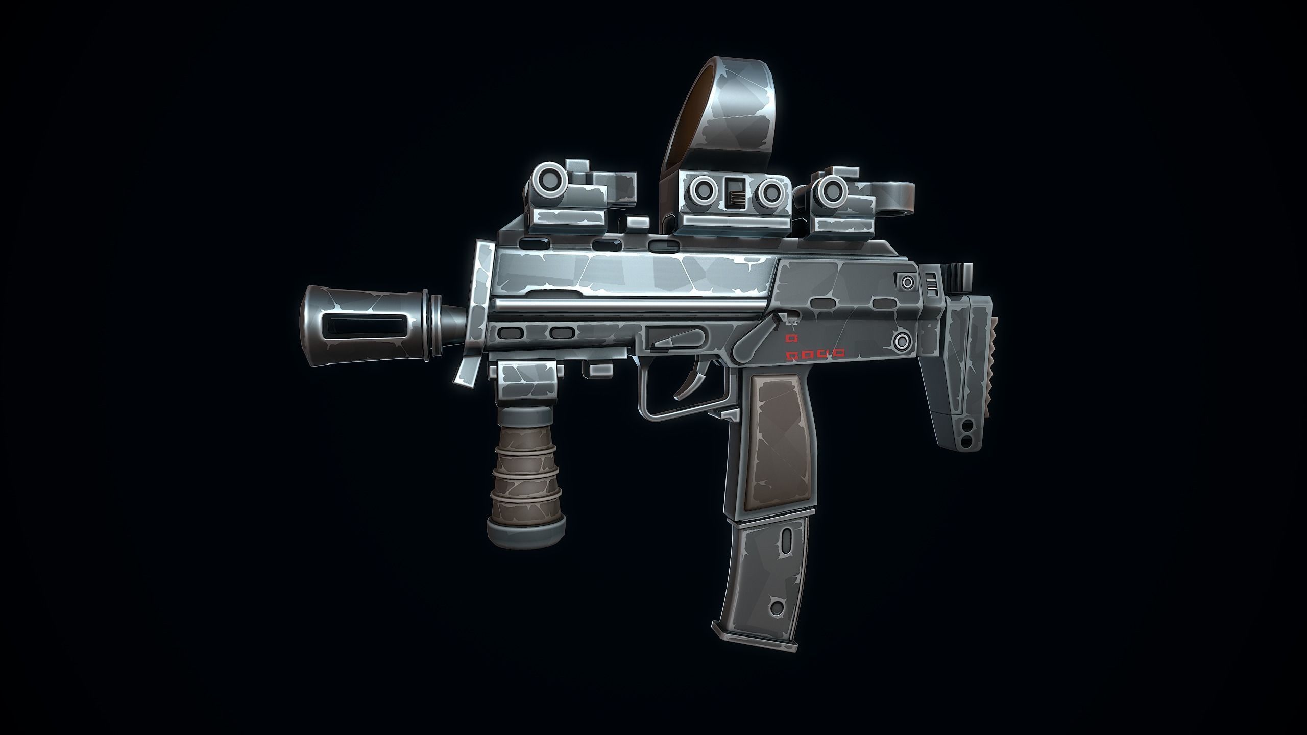 Stylized MP7 Low-poly 3D model_5