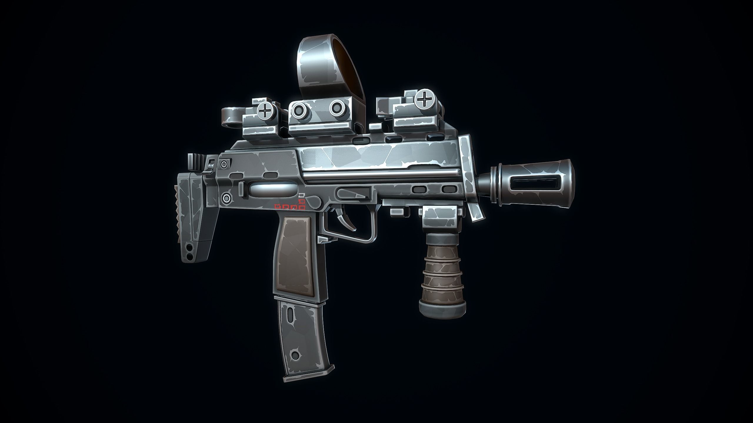 Stylized MP7 Low-poly 3D model_4