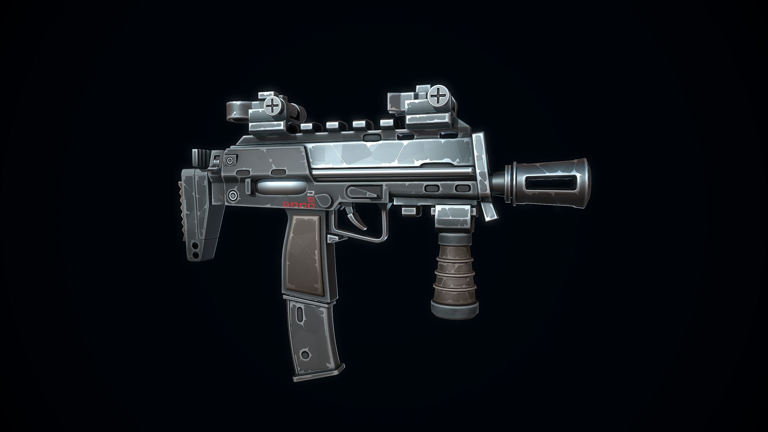 Stylized MP7 Low-poly 3D model_7