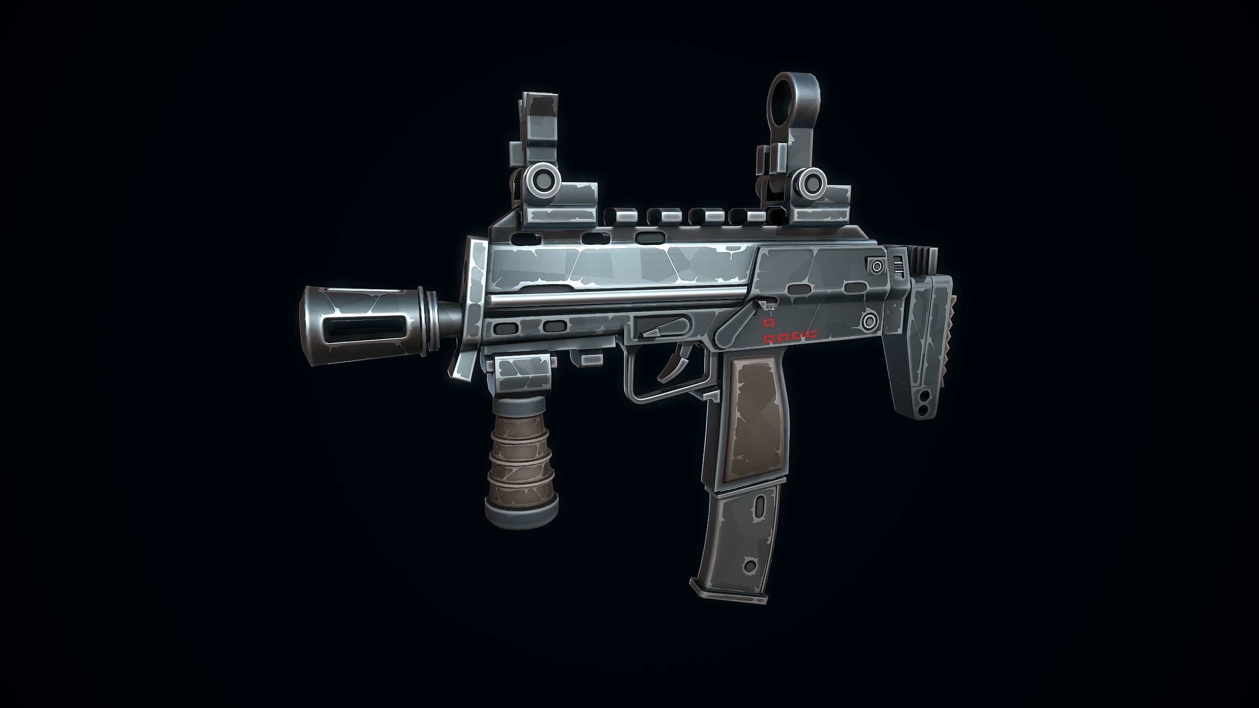 Stylized MP7 Low-poly 3D model_8