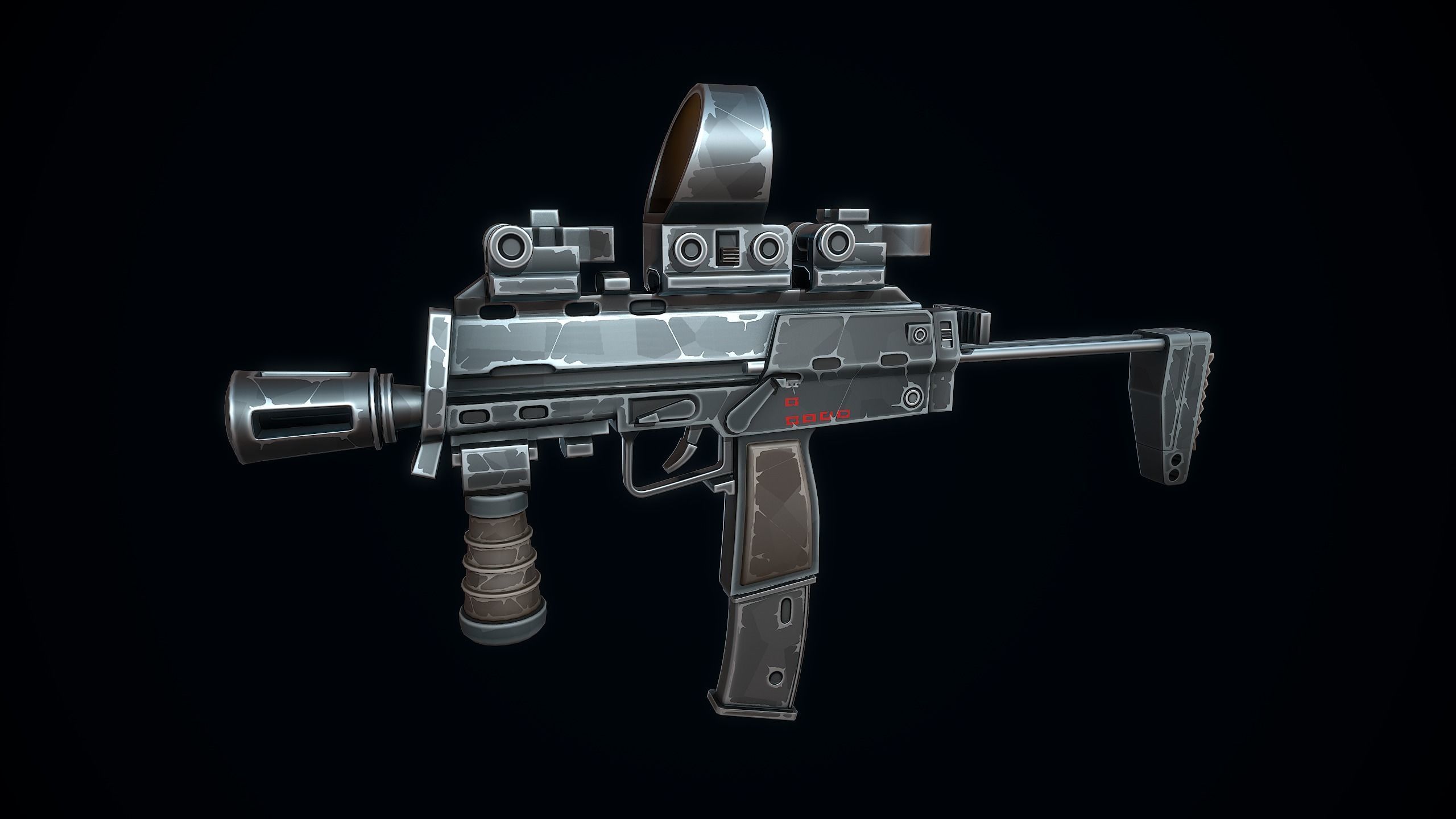Stylized MP7 Low-poly 3D model_9