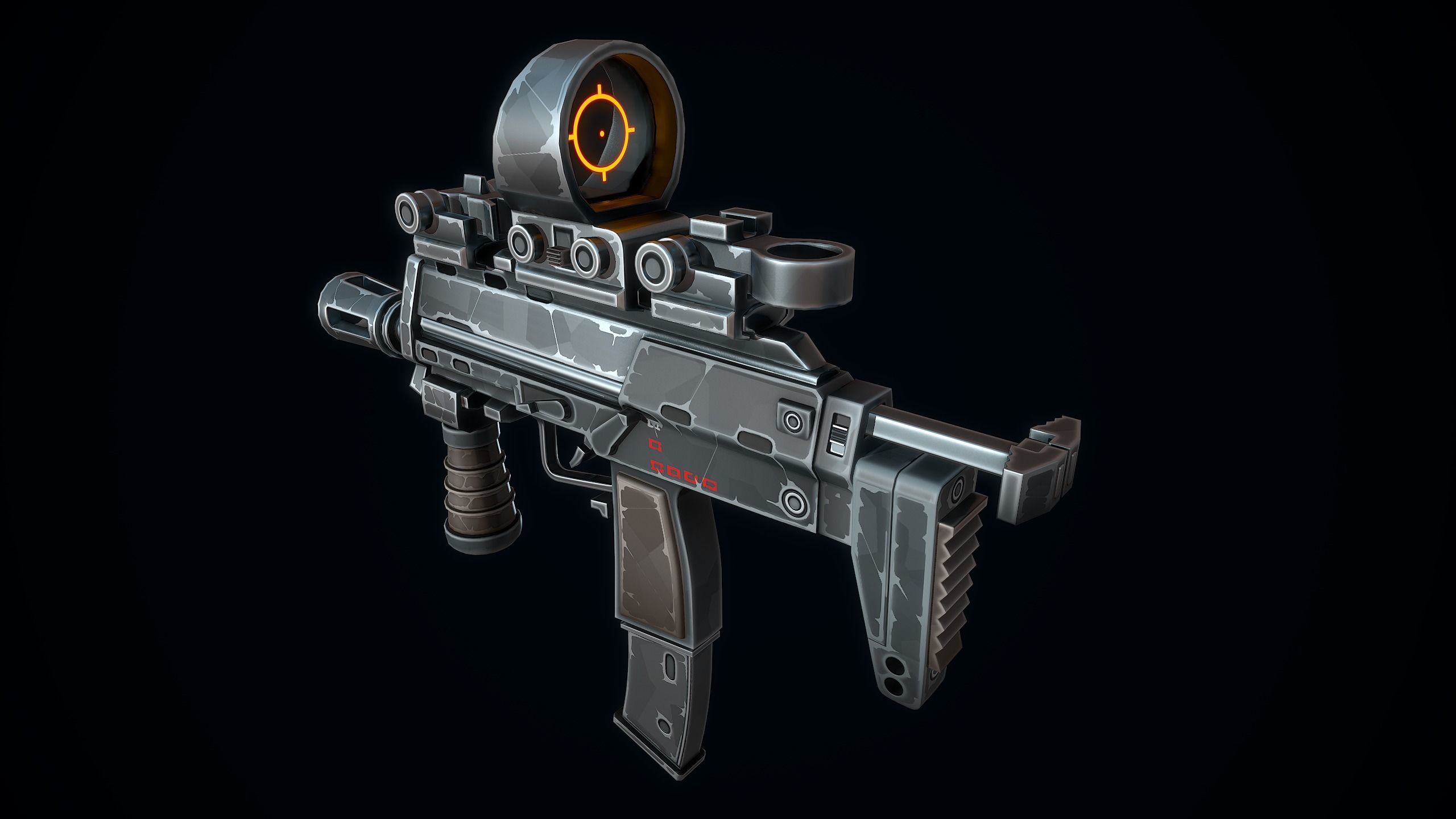 Stylized MP7 Low-poly 3D model_3
