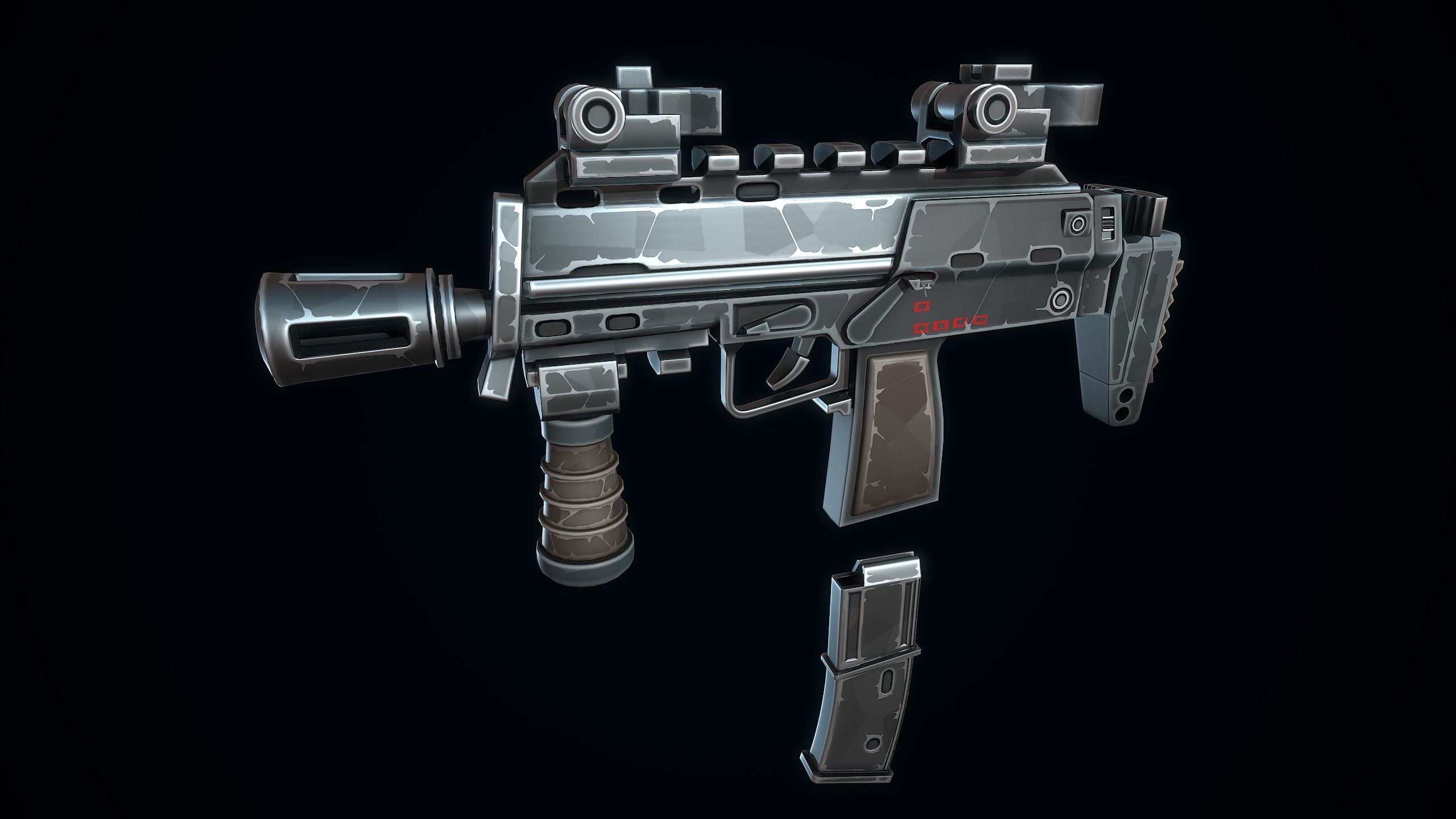 Stylized MP7 Low-poly 3D model_6