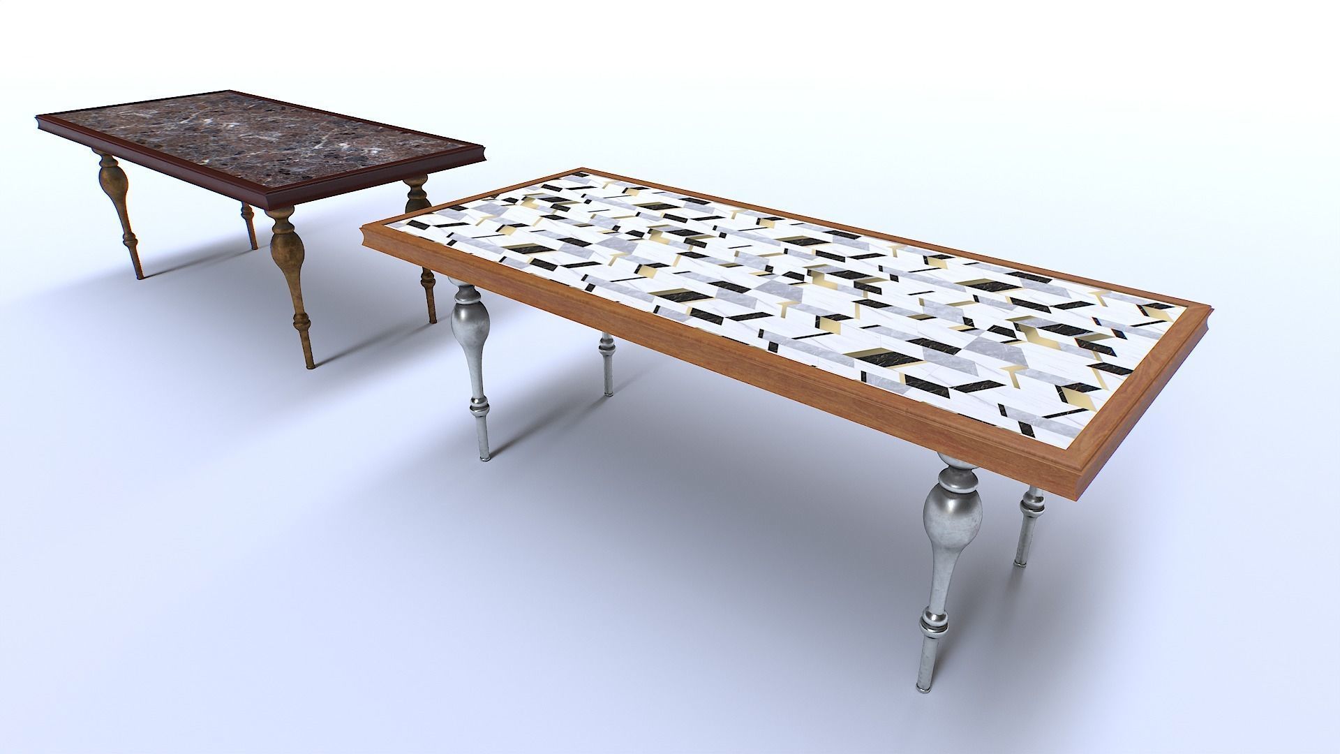 Classic Table 1 Low-poly 3D model_2