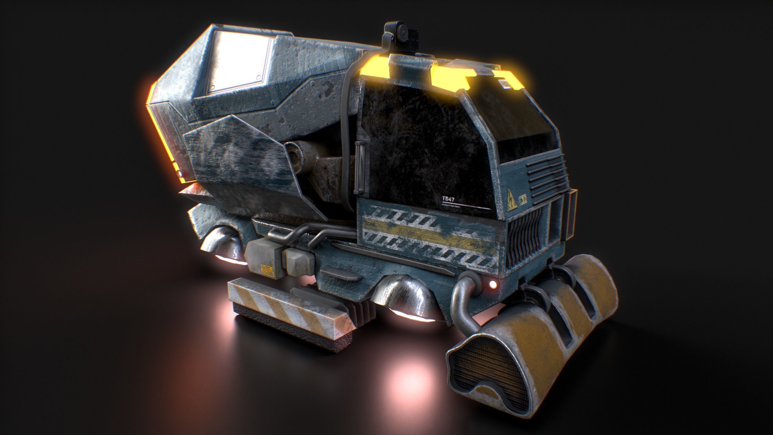 Sci Fi Dron Clean Low-poly 3D model_4