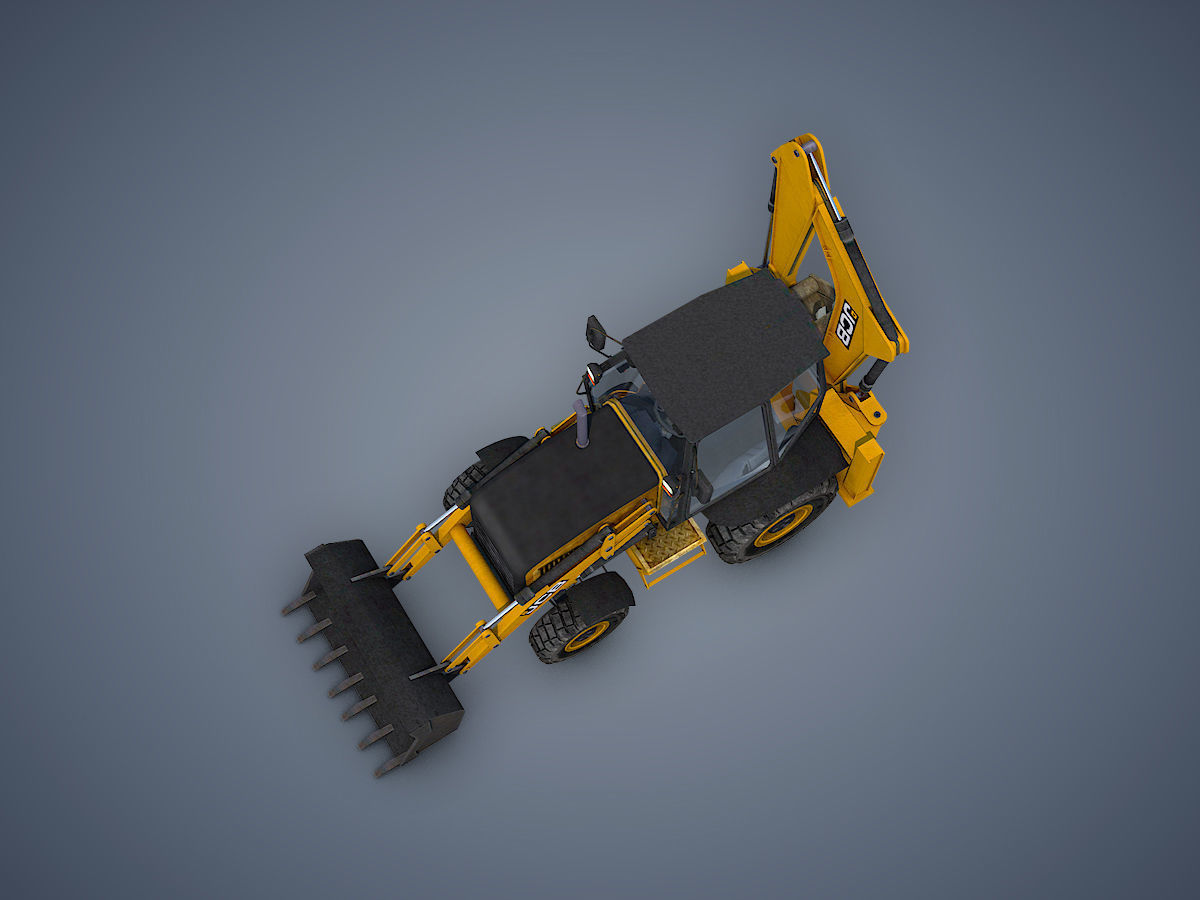 JCB Backhoe loader Rigged Low-poly 3D model_4