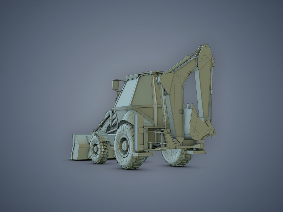 JCB Backhoe loader Rigged Low-poly 3D model_17