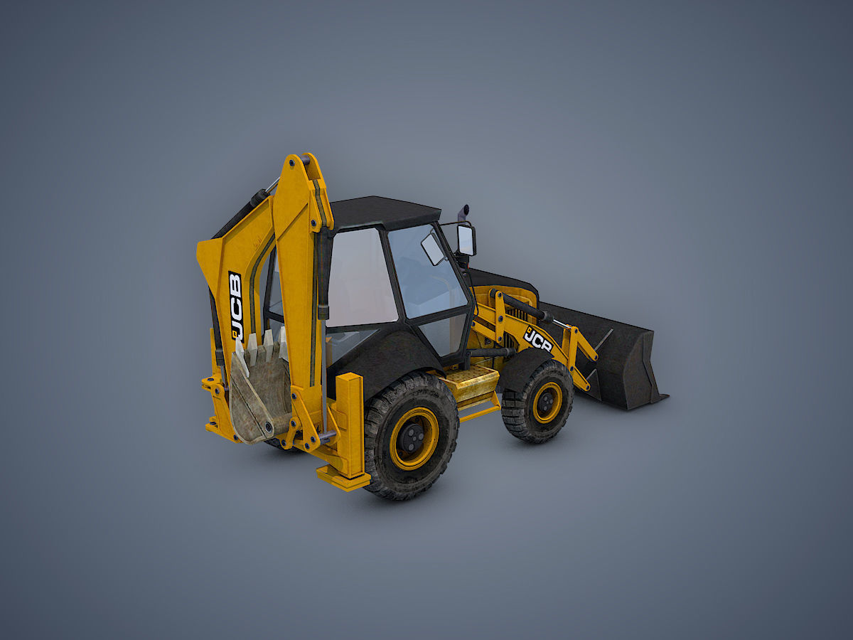 JCB Backhoe loader Rigged Low-poly 3D model_1