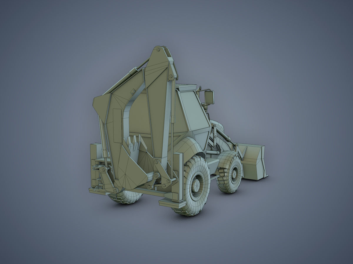 JCB Backhoe loader Rigged Low-poly 3D model_18