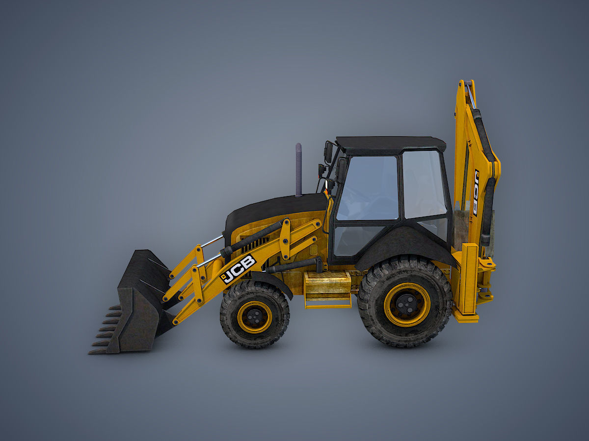 JCB Backhoe loader Rigged Low-poly 3D model_2
