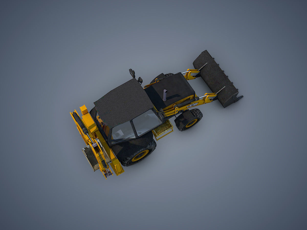 JCB Backhoe loader Rigged Low-poly 3D model_5