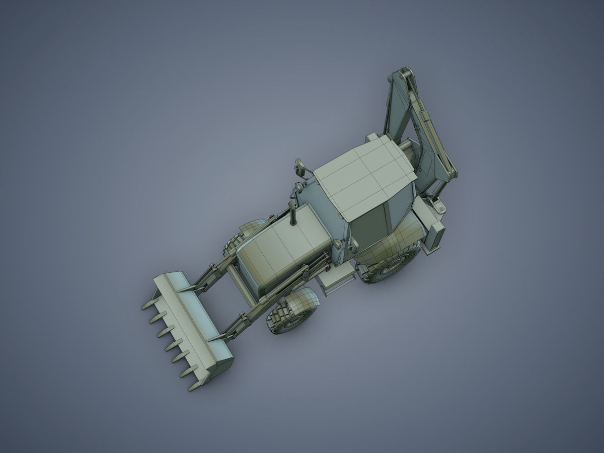 JCB Backhoe loader Rigged Low-poly 3D model_14