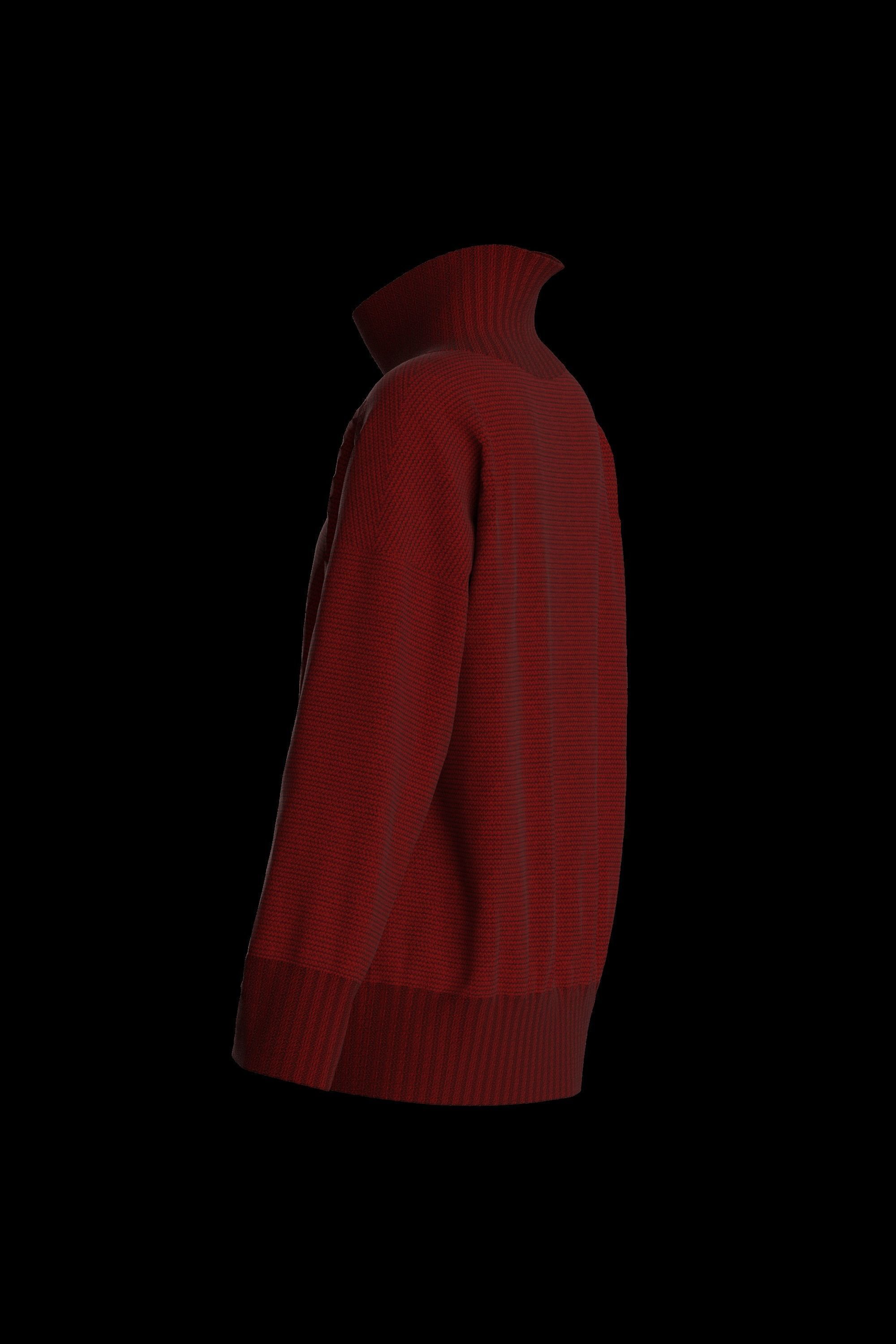 Female knit long sleeve 3D model_9