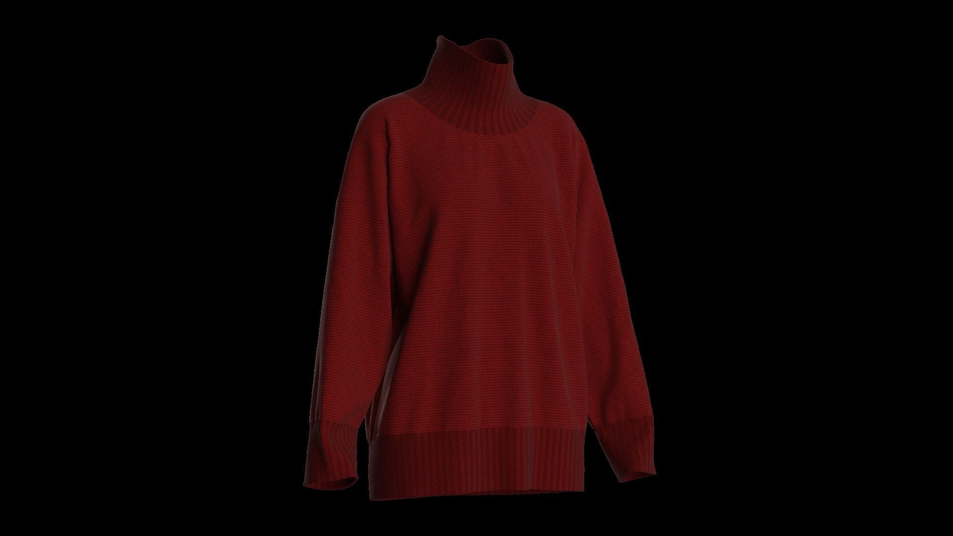 Female knit long sleeve 3D model_1