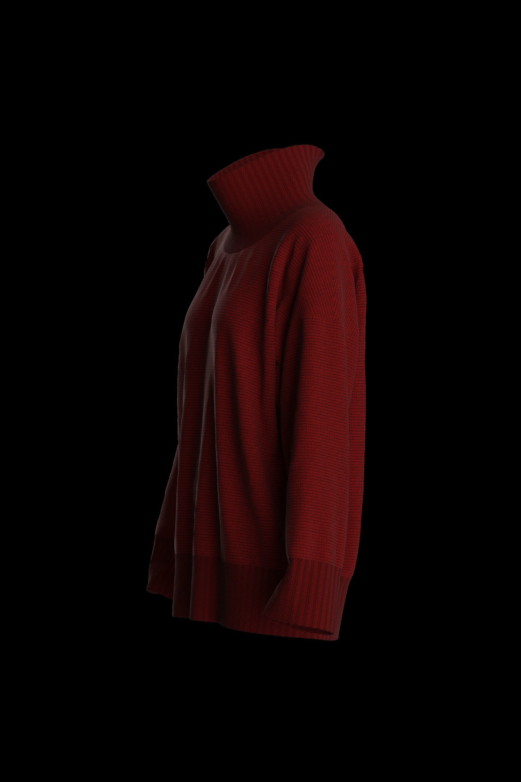 Female knit long sleeve 3D model_11