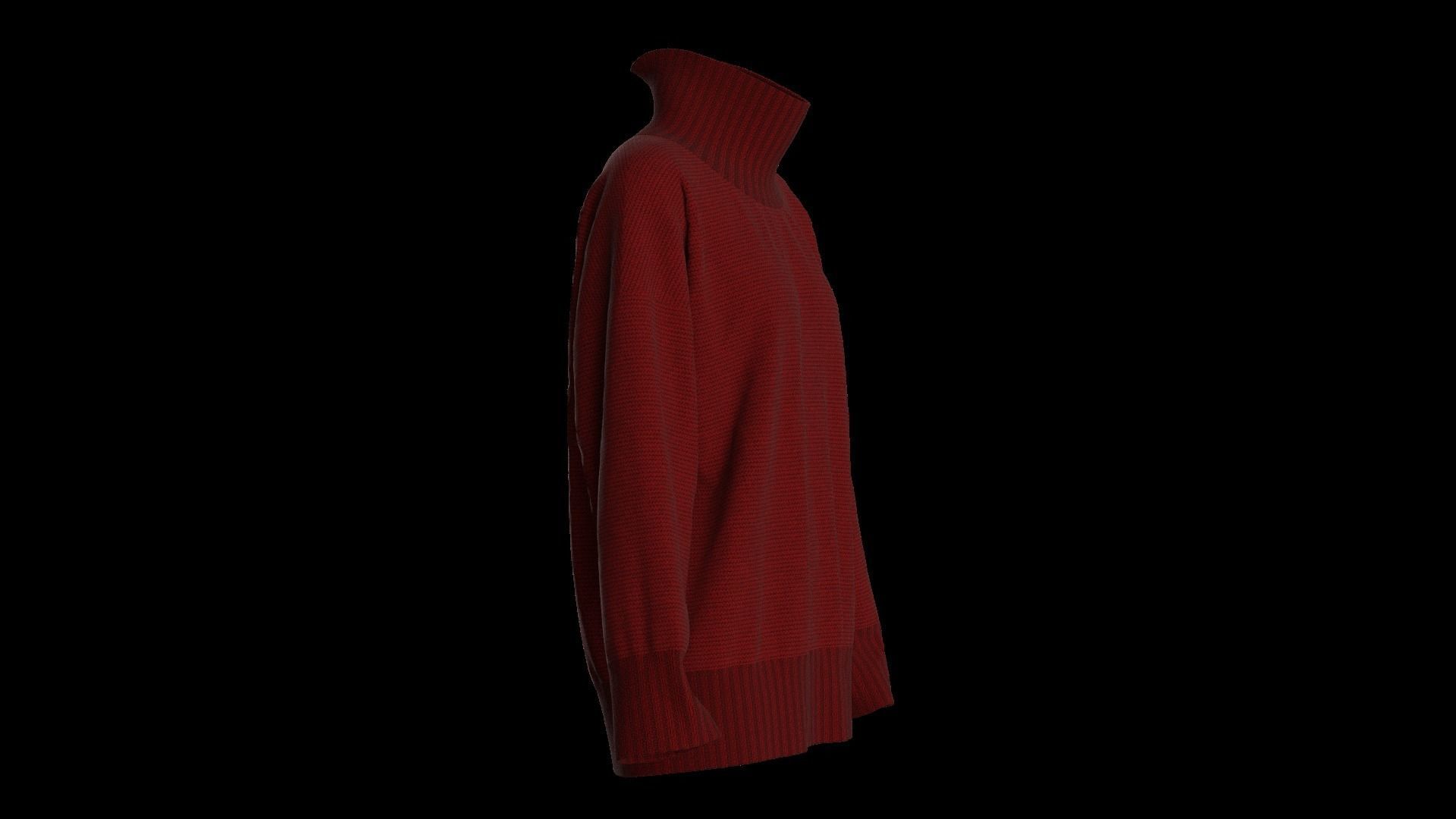 Female knit long sleeve 3D model_3