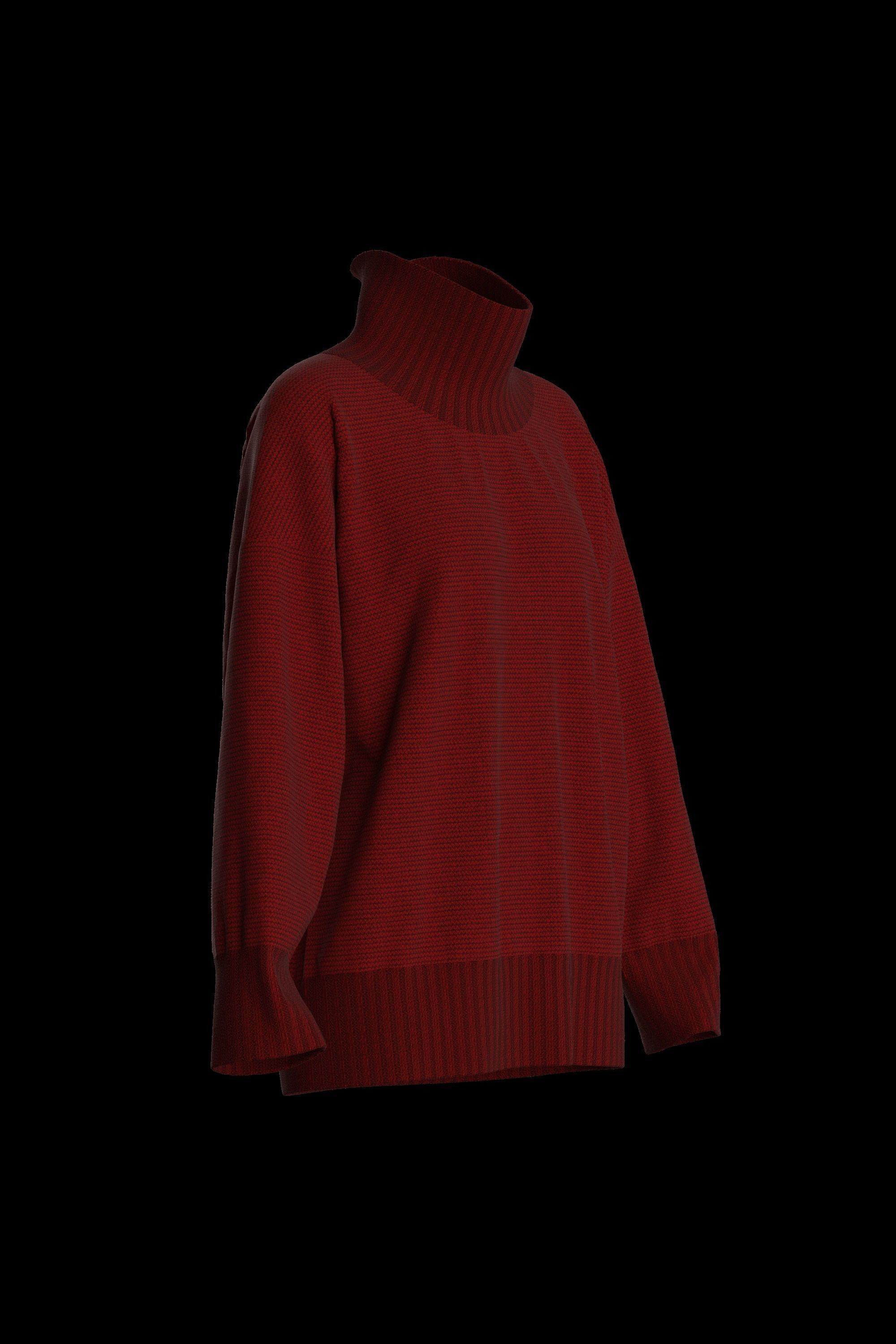 Female knit long sleeve 3D model_14