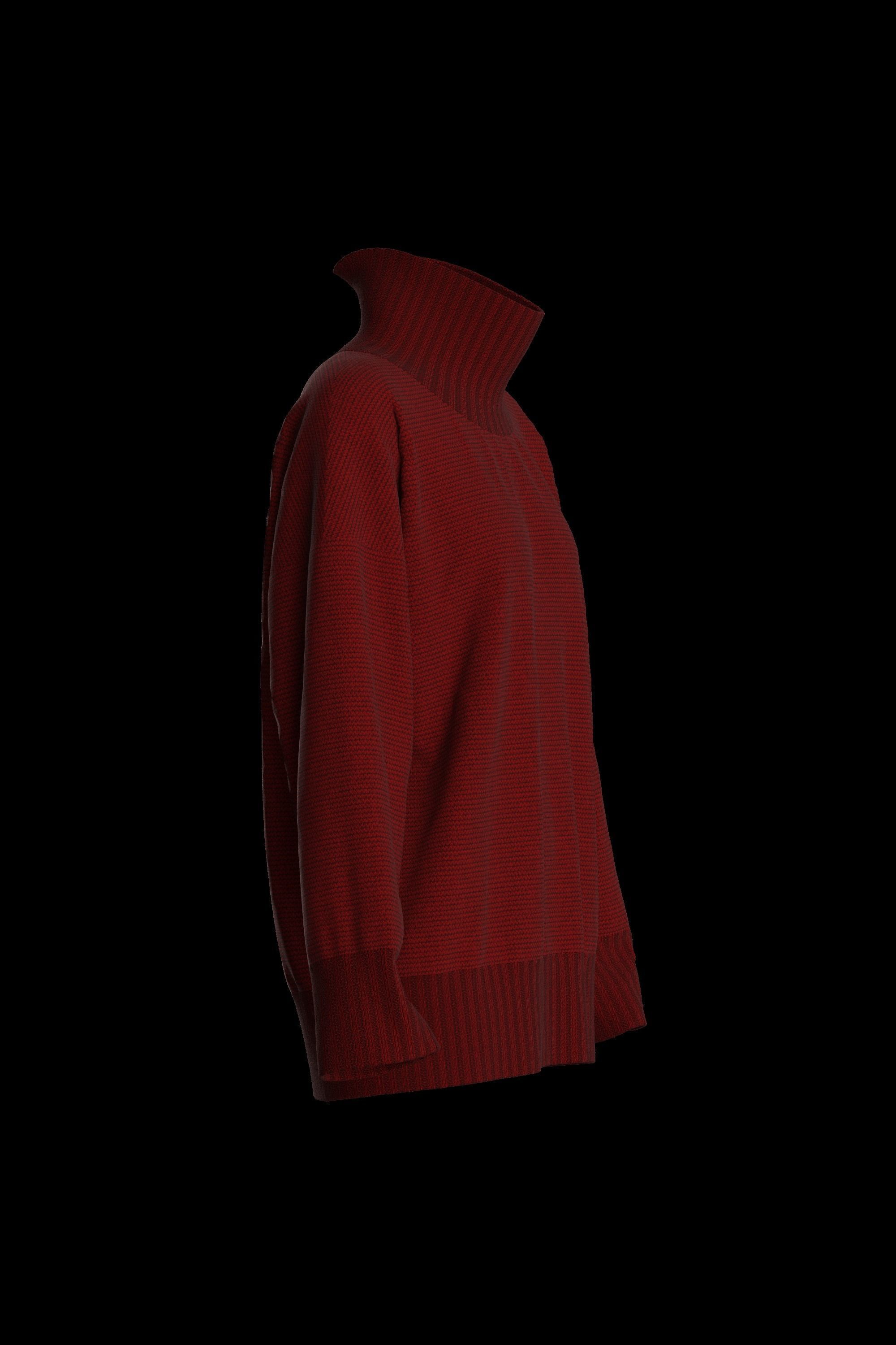 Female knit long sleeve 3D model_15