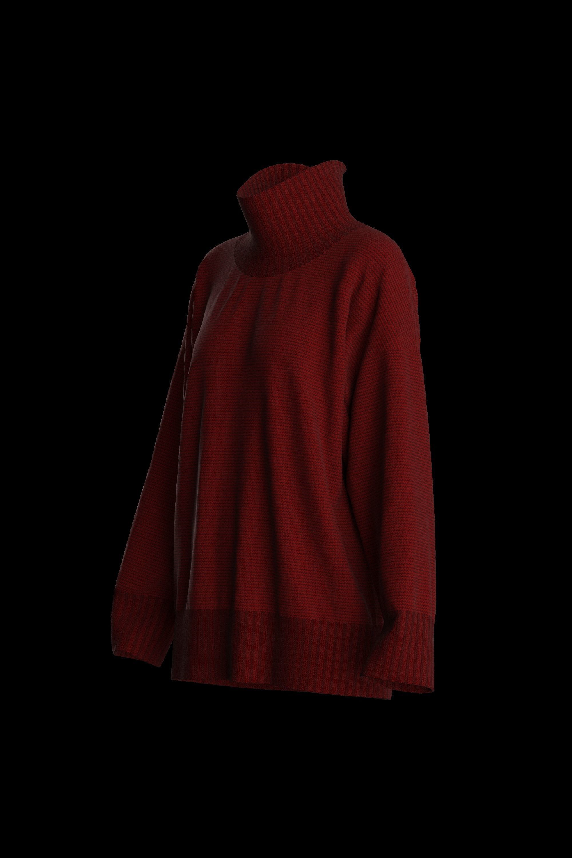 Female knit long sleeve 3D model_12