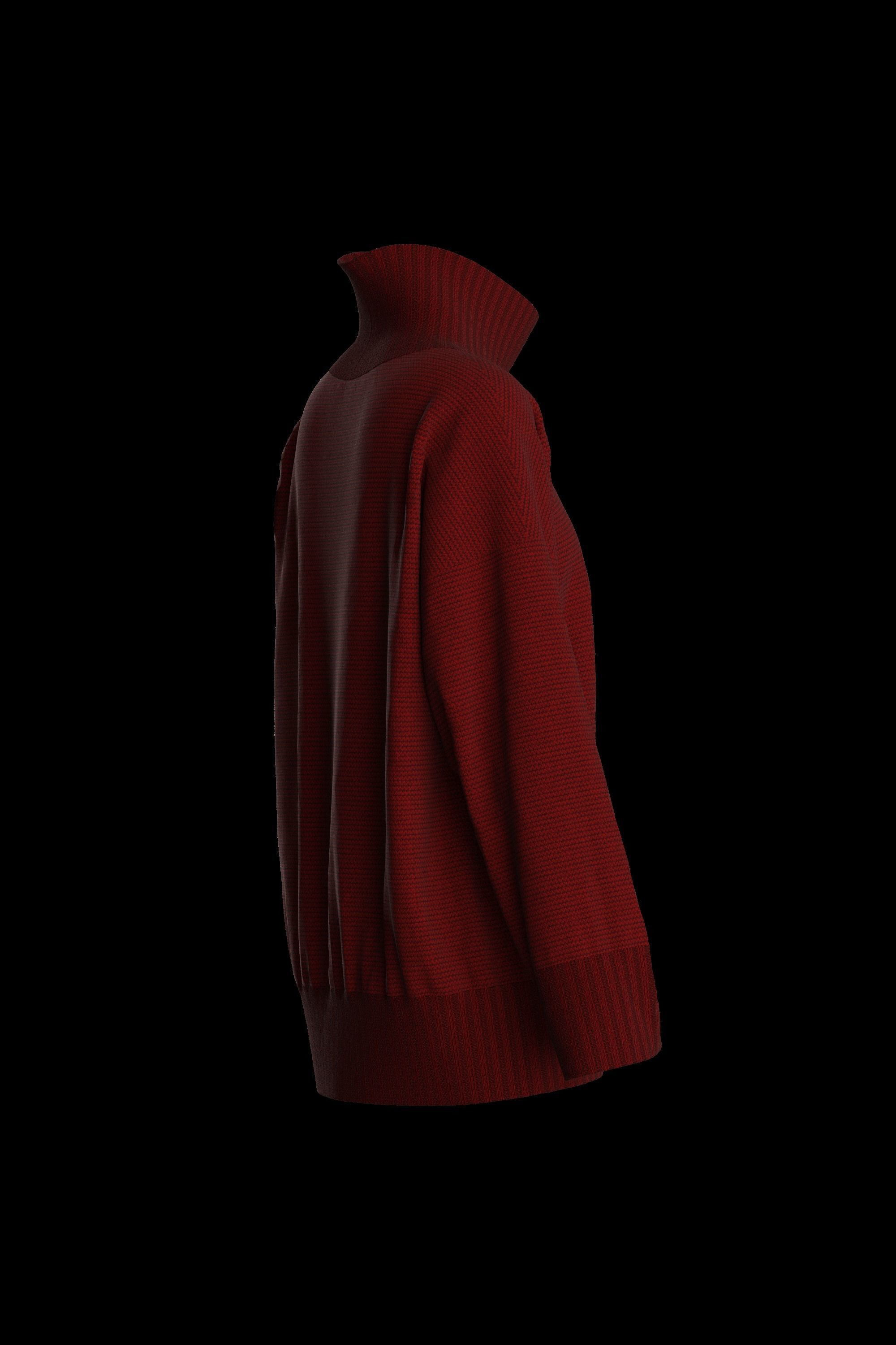 Female knit long sleeve 3D model_17
